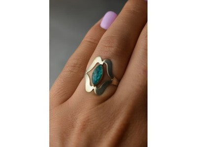 925 Sterling Silver Chinese Turquoise Ring Size 6.75 Mexico