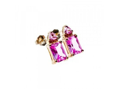 925 Sterling Silver Pink Topaz Stud Earrings