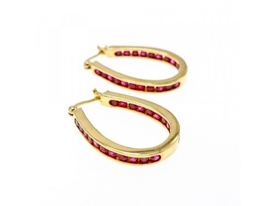 925 Sterling Silver Gold Plated Pink Spinel Earrings