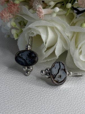 925 Sterling Silver Abalone Earrings Length 1.10 Inch