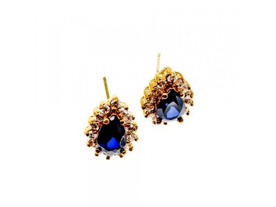 925 Sterling Silver Gold Plated Sapphires & CZ Earrings