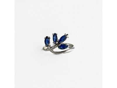 925 Sterling Silver Sapphires Ring Size 6.5