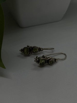 Vintage 925 Sterling Silver Green Peridot Earrings