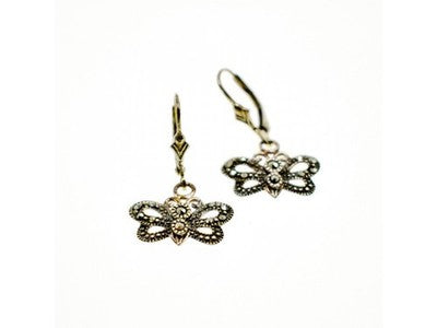 Vintage 925 Sterling Silver Marcasites "Butterflies" Earrings