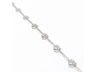 925 Sterling Silver CZ Bracelet "Hearts" Size 7 In