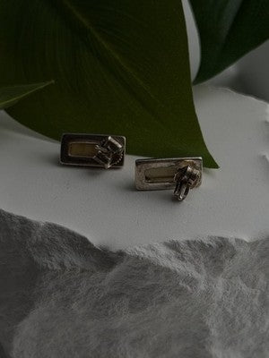 Vintage 925 Sterling Silver Golden Yellow Mother of Pearl Earrings