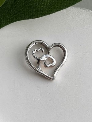 JWBR 10K Yellow Gold & 925 Sterling Silver Diamond Heart Pendant