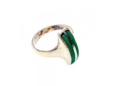 925 Sterling Silver Malachite Ring Size 5.5