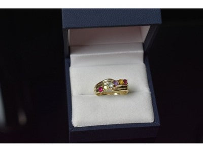 10K Yellow Gold Multi Gemstones Ring Size 6.5