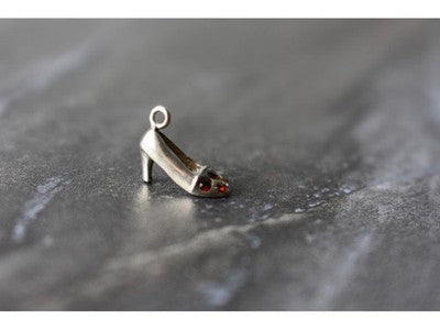 925 Sterling Silver Garnet & Heliodor "Shoe" Pendant