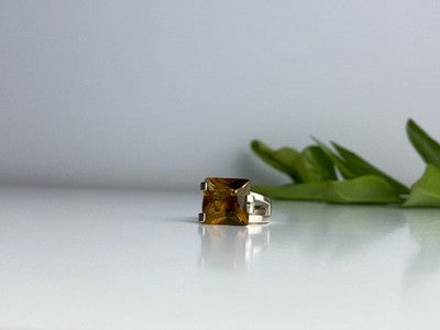 Vintage 925 Sterling Silver Heliodor Ring Size 6.75