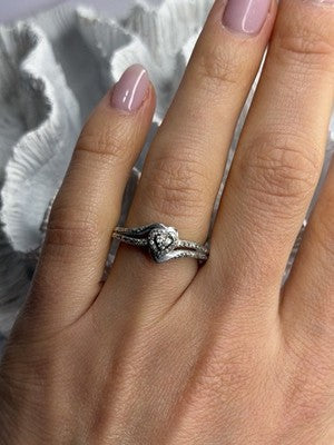 JWBR 925 Sterling Silver 0.04 ct Diamonds Heart Ring Size 6.5