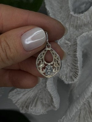 925 Sterling Silver Yellow and Rose Gold Plated Leaf Turquoise Pendant