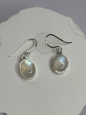 925 Sterling Silver Moonstone Earrings Length 1.1 Inch