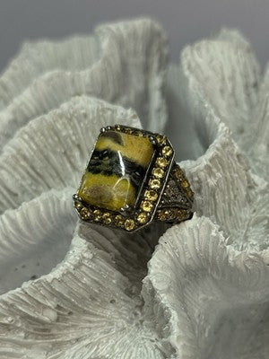 925 Sterling Silver Yashma Citrine & Beryl Ring Size 6