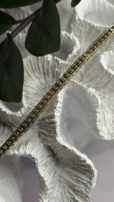 Shiny 925 Sterling Silver Gold Plated Cz Bracelet 7.5