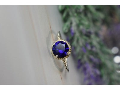 925 Sterling Silver Sapphire Classic Ring Size 8