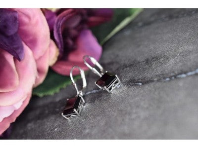 925 Sterling Silver Black Agate Earrings