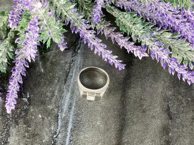Men'S 925 Sterling Silver White Sapphire Ring Size 11.5