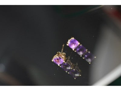10K Yellow Gold Amethyst Earrings