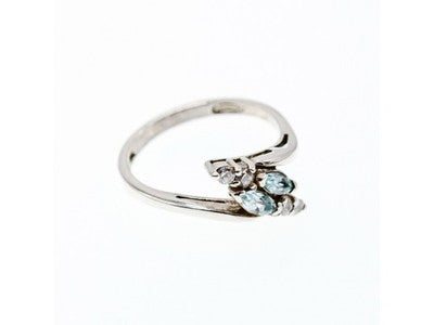 925 Sterling Silver Topaz & CZ Ring Size 7