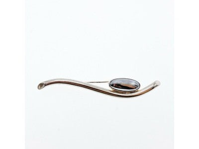 Vintage 925 Sterling Silver Hematite Brooch