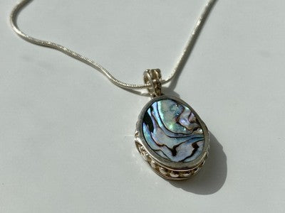 Vintage 925 Sterling Silver Haliotis Chain with Pendant