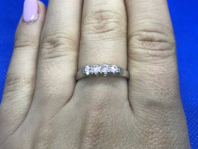 925 Sterling Silver Pink Quartz Ring Size 8