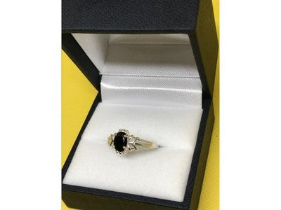 925 Sterling Silver Black Spinel Ring Size 7