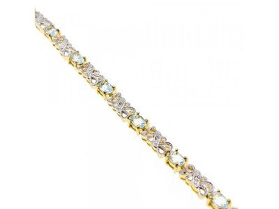 925 Sterling Silver Gold Plated Blue Spinel Bracelet