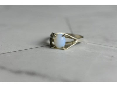 925 Sterling Silver Opal Ring Size 6.5