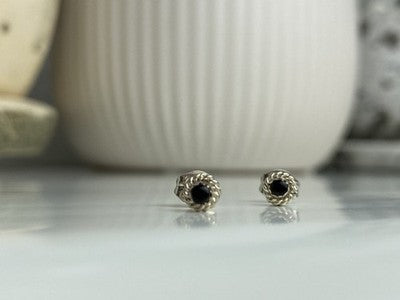 925 Sterling Silver Agate Stud Earrings