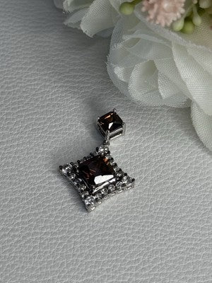 925 Sterling Silver Hessonite & Beryl Pendant Length 1.10 Inch