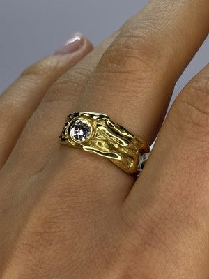 18K YELLOW GOLD DIAMOND 0.60 CARATS RING SIZE 7.5