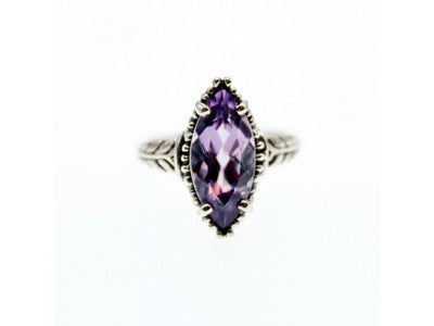 Vintage 925 Sterling Silver Amethyst Ring Size 6