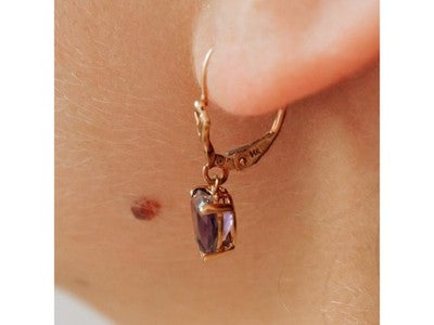 14K Yellow Gold Amethyst Earrings