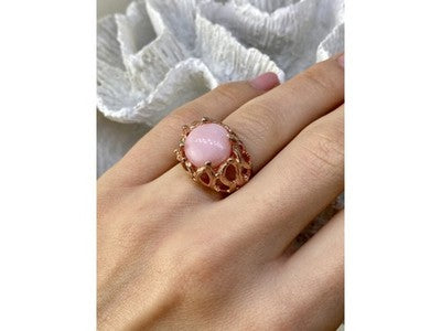 925 Sterling Silver Gold Plated Morganite "Passion" Ring Size 6.5