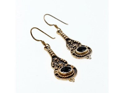 Vintage 925 Sterling Silver Black Onyx Earrings