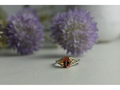 925 Sterling Silver Pink Spinel Ring Size 8