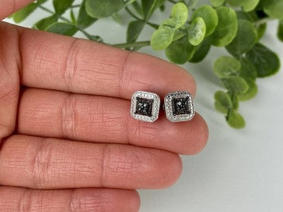925 Sterling Silver Black Spinel Stud Earrings