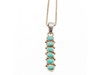 925 Sterling Silver Turquoise Chain With Pendant Italy