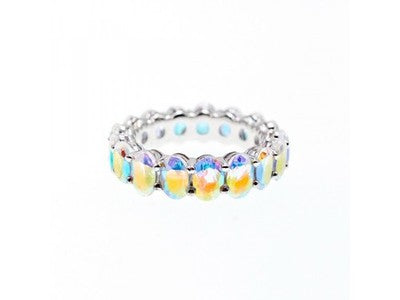 925 Sterling Silver CZ "Rainbow" Ring Size 8