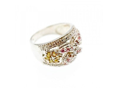 925 Sterling Silver Multicolor CZ Ring Size 8.5