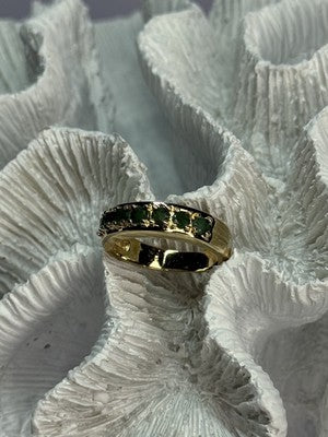 925 Sterling Silver Gold Plated Emerald Ring Size 8