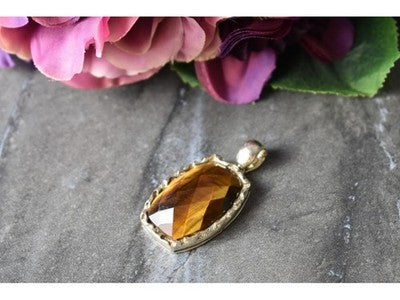 925 Sterling Silver Tiger'S EYE Pendant