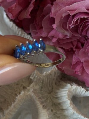 925 Sterling Silver Sapphire Ring Size 8