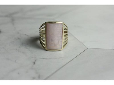 925 Sterling Silver Pink Mother OF Pearl Ring Size 8