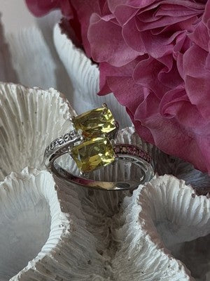 925 Sterling Silver Citrine Ring Size 10