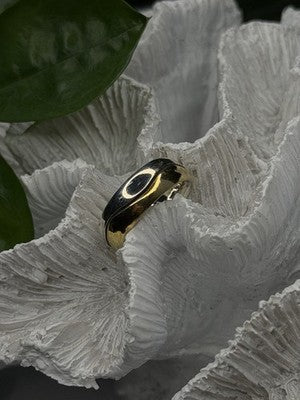 925 Sterling Silver & Yellow Gold Plated Ring Size 7