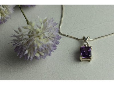 925 Sterling Silver Purple Tourmaline & Goshenite Chain With Pendant